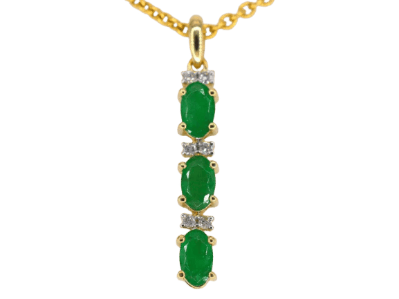 Pendentif Pendentif en or 14 carats avec diamants et émeraude 58 Facettes 2141