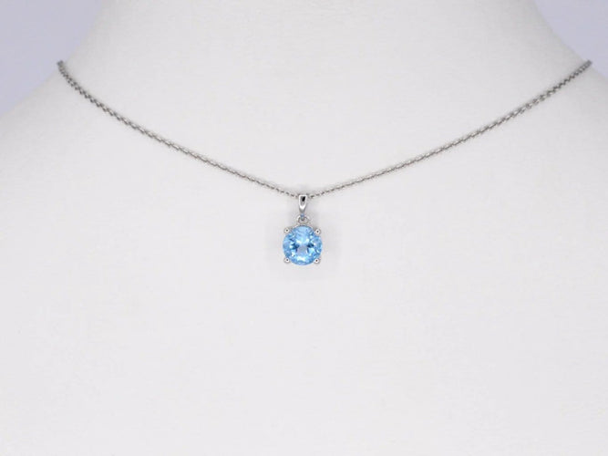 Pendentif Pendentif en or blanc 14 carats avec topaze 0,90 ct 58 Facettes 2202