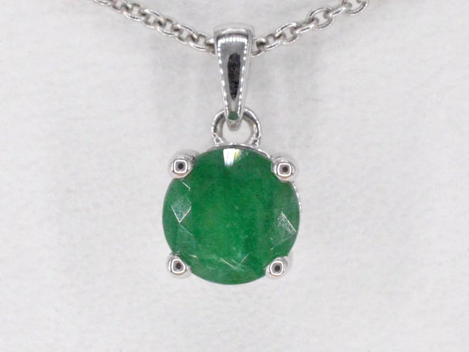 Pendentif Pendentif en or blanc 14 carats avec émeraude 58 Facettes 2205