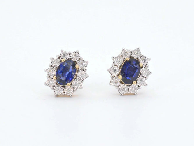 Boucles d'oreilles Boucles d’oreilles en or 14 carats avec diamants et saphirs 58 Facettes 2298