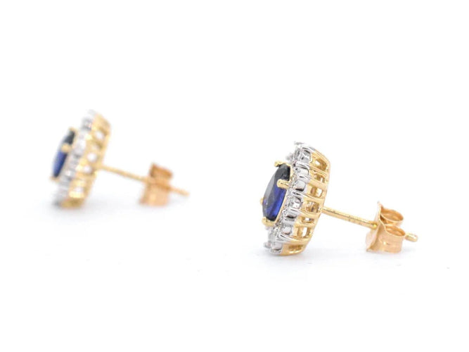 Boucles d'oreilles Boucles d’oreilles en or 14 carats avec diamants et saphirs 58 Facettes 2298