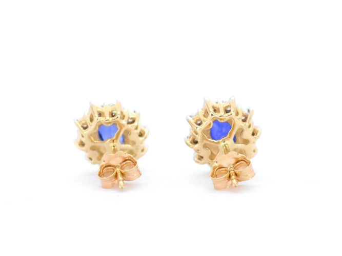 Boucles d'oreilles Boucles d’oreilles en or 14 carats avec diamants et saphirs 58 Facettes 2298