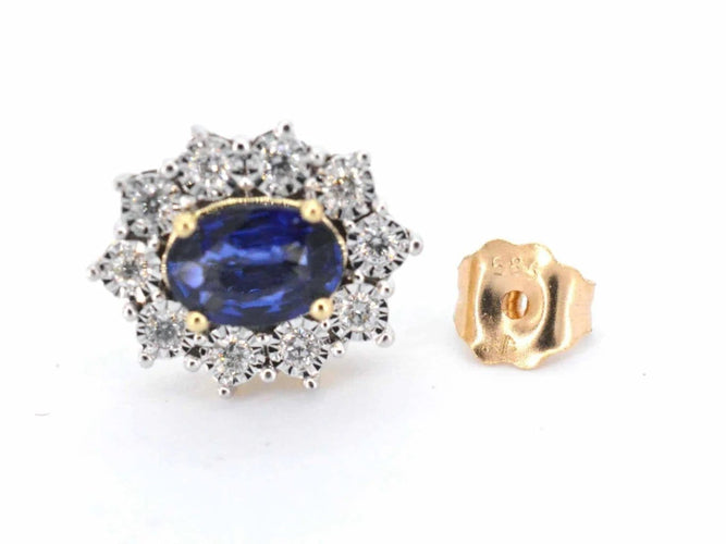 Boucles d'oreilles Boucles d’oreilles en or 14 carats avec diamants et saphirs 58 Facettes 2298