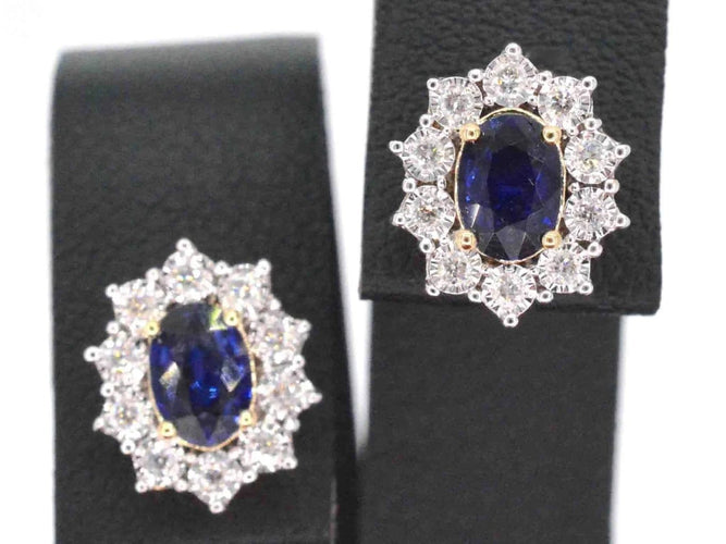 Boucles d'oreilles Boucles d’oreilles en or 14 carats avec diamants et saphirs 58 Facettes 2298