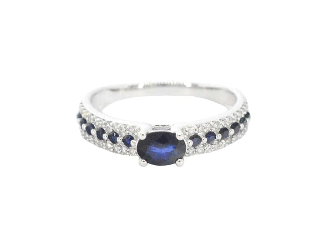 Bague 54 Bague en or blanc 14 carats avec diamants et saphirs 58 Facettes 2320
