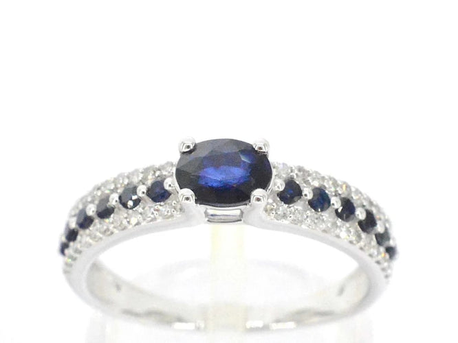 Bague 54 Bague en or blanc 14 carats avec diamants et saphirs 58 Facettes 2320