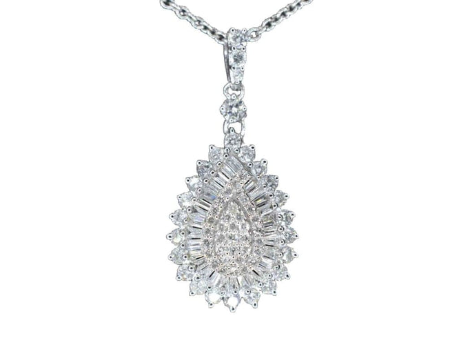 Pendentif Pendentif larme en or blanc 14 carats avec diamant 58 Facettes 2056