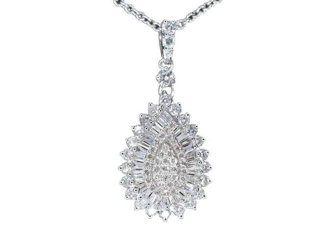 Pendentif Pendentif larme en or blanc avec diamants 58 Facettes 2056