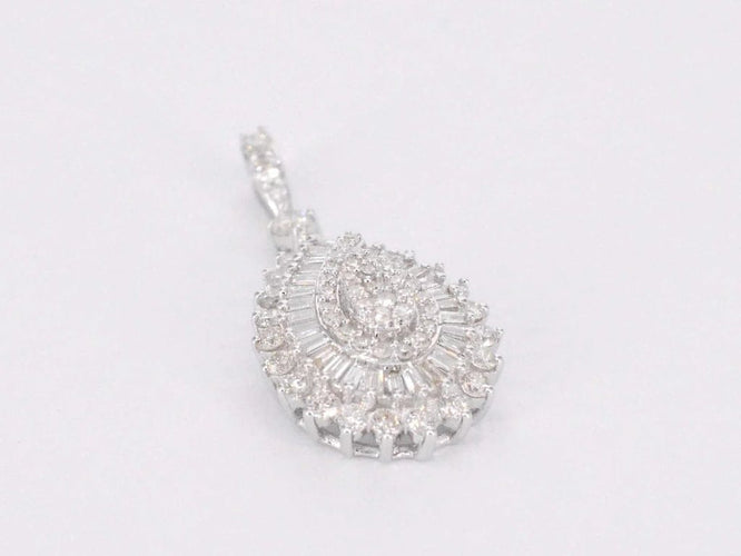 Pendentif Pendentif larme en or blanc 14 carats avec diamant 58 Facettes 2056