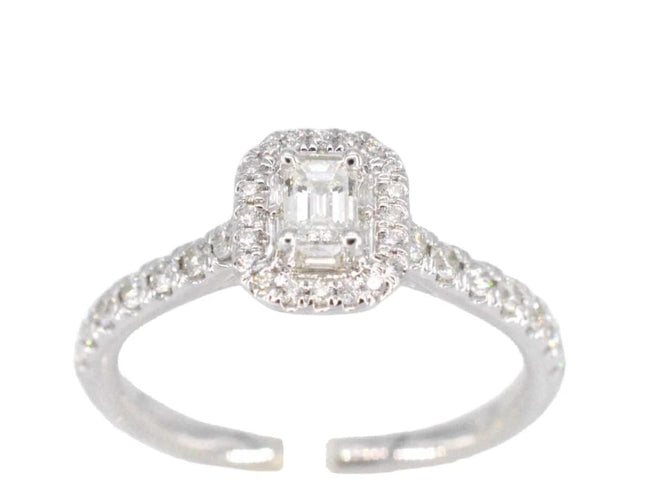 Bague 54 Bague entourage en or blanc 14 carats avec diamants 58 Facettes 2086