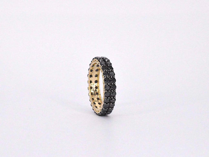 Bague 54 Bague d’éternité en or jaune 14 carats avec diamants noirs 58 Facettes 2211