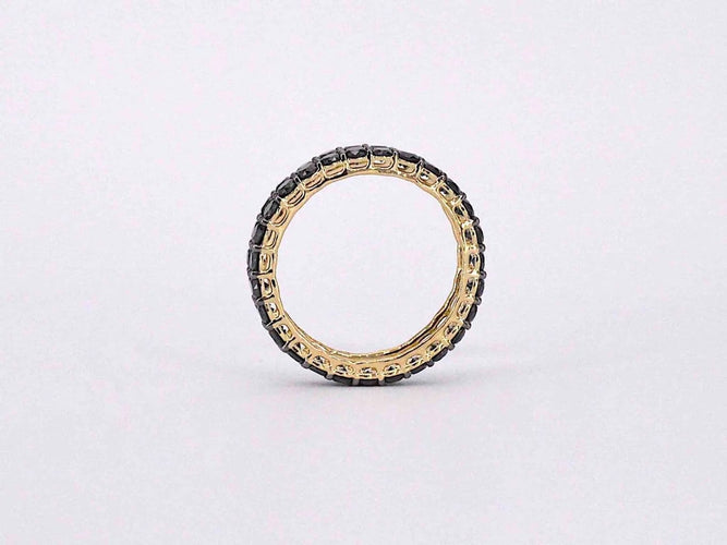 Bague 54 Bague d’éternité en or jaune 14 carats avec diamants noirs 58 Facettes 2211