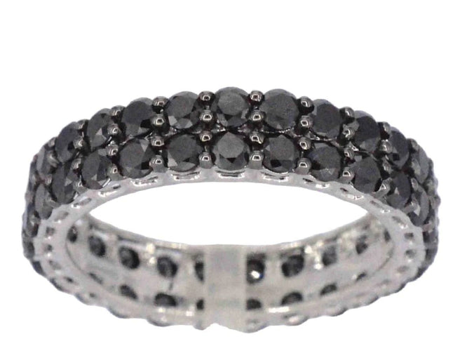 Bague 54 Bague d’éternité en or blanc 14 carats avec diamants noirs 58 Facettes 2210