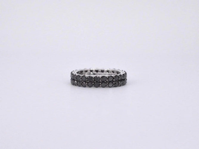 Bague 54 Bague d’éternité en or blanc 14 carats avec diamants noirs 58 Facettes 2210