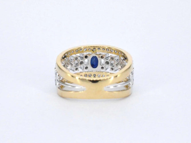 Bague 54 Bague en or 14 carats sertie de diamants et saphir 58 Facettes 2239