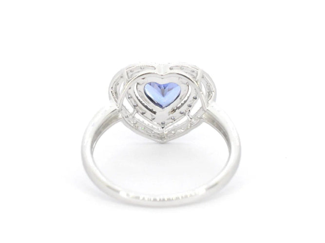 Bague 54 Bague en or blanc 14 carats avec diamants et tanzanite 58 Facettes 2326