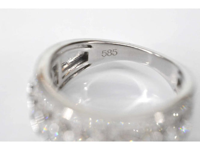 Bague 54 Bague pavée en or blanc 14 carats avec diamants 58 Facettes 2045