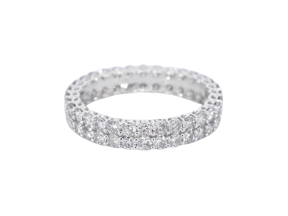 Bague 54 Bague d’éternité en or blanc 14 carats sertie de diamants 58 Facettes 2208
