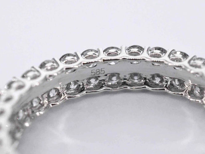 Bague 54 Bague d’éternité en or blanc 14 carats sertie de diamants 58 Facettes 2208