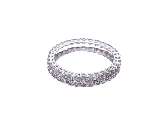 Bague 54 Bague d’éternité en or blanc 14 carats sertie de diamants 58 Facettes 2208
