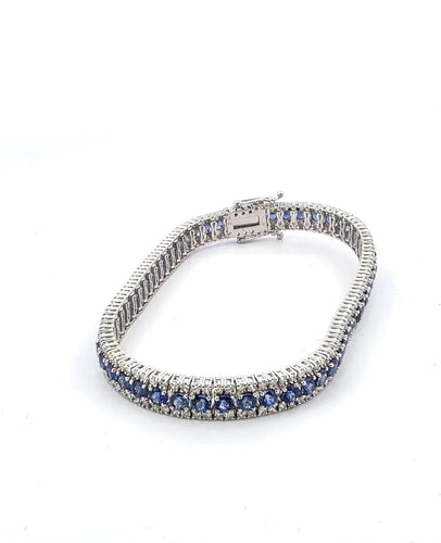 Bracelet Bracelet tennis - Bracelet en or blanc 18 carats, saphirs et diamants 58 Facettes