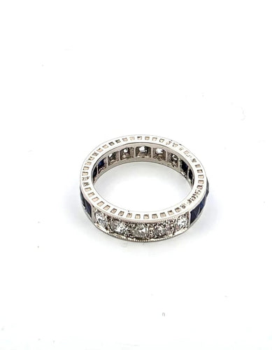 Bague 52 Bague en or blanc 18 carats avec saphirs et diamants 58 Facettes