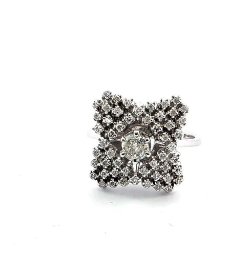 Bague 55 Bague en or blanc 18 carats avec diamants 58 Facettes