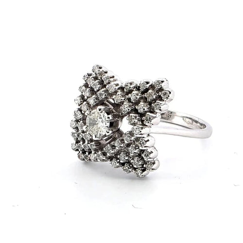 Bague 55 Bague en or blanc 18 carats avec diamants 58 Facettes