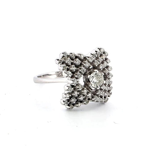 Bague 55 Bague en or blanc 18 carats avec diamants 58 Facettes