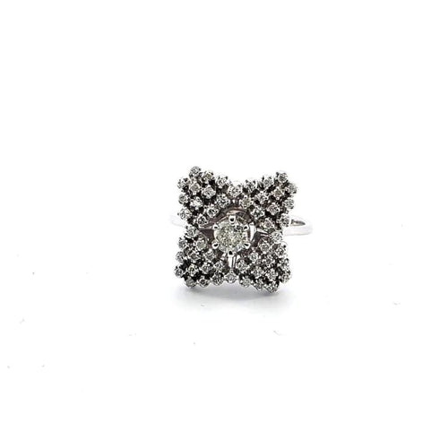 Bague 55 Bague en or blanc 18 carats avec diamants 58 Facettes