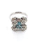 Bague 57 Bague vintage en or blanc 18 carats avec aigue-marine et diamants 58 Facettes