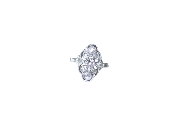 Bague Art Déco - Bague marquise en platine diamants 58 Facettes