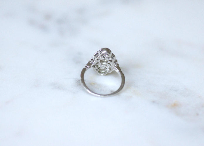 Bague Art Déco - Bague marquise en platine diamants 58 Facettes