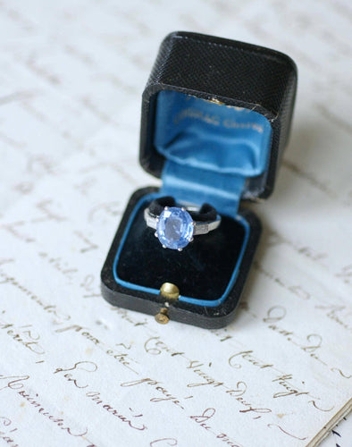 Bague 51 Art Déco - Bague en platine saphir de Ceylan et diamants baguette 58 Facettes