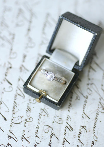 Bague 56 Solitaire - Bague diamant taille ancienne en or rose et platine 58 Facettes