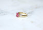 Bague Bague tourmaline rose et diamants baguette en or jaune 58 Facettes