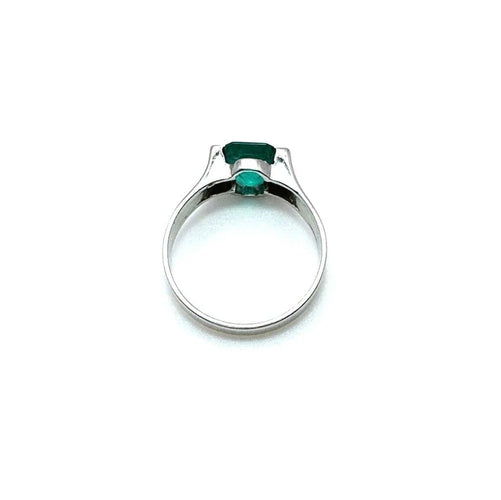 Bague 53 Bague en or blanc 18 carats avec émeraude naturelle 58 Facettes 50387