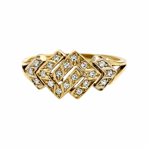 Bague 54 Bague géométrique Art déco en or jaune 18 carats et diamants 58 Facettes 50388