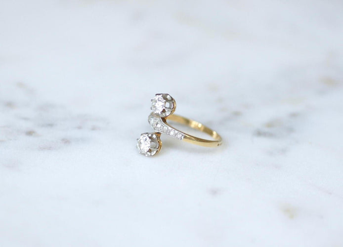 Bague 60 Belle Époque - Bague Aigrette diamants sur or et platine 58 Facettes
