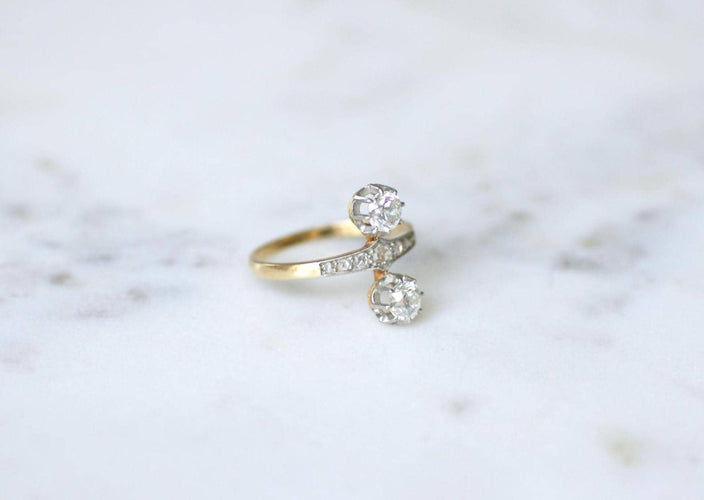 Bague 60 Belle Époque - Bague Aigrette diamants sur or et platine 58 Facettes