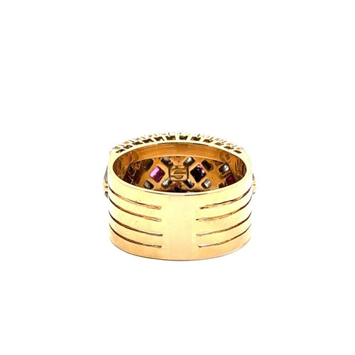 Bague 55 Bague en or jaune 18 carats avec diamants et rubis 58 Facettes 50398