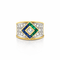 Bague 53 Bague bicolore en or jaune et or blanc 18k avec diamants, saphirs et émeraudes colombiennes 58 Facettes 50211