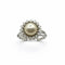 Bague 57 Bague en or blanc 750 avec perle naturelle et diamants 58 Facettes 50408