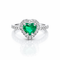 Bague 54 Bague cœur - Émeraude naturelle certifiée de Muzo et diamants en or blanc 18k 58 Facettes 50102