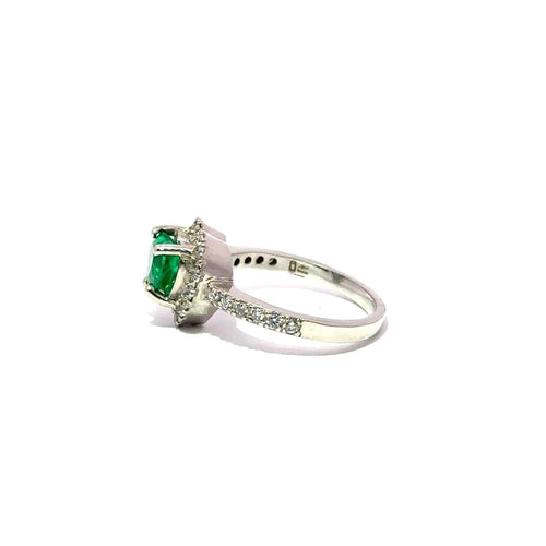 Bague 54 Bague cœur - Émeraude naturelle certifiée de Muzo et diamants en or blanc 18k 58 Facettes 50102