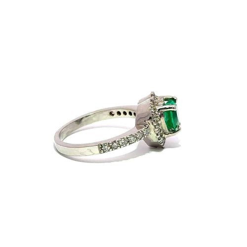 Bague 54 Bague cœur - Émeraude naturelle certifiée de Muzo et diamants en or blanc 18k 58 Facettes 50102