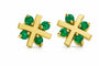 Boucles d'oreilles Boucles d'oreilles croix florales en or jaune 18k et émeraudes colombiennes 58 Facettes 50041
