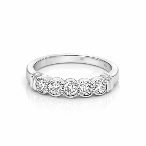 Bague 52 Bague demi-alliance en or blanc 750 avec diamants taille brillant 58 Facettes 50144
