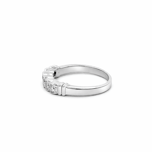 Bague 52 Bague demi-alliance en or blanc 750 avec diamants taille brillant 58 Facettes 50144