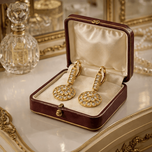 Boucles d'oreilles Style Art déco - Boucles d’oreilles pendantes en or jaune et saphirs incolores 58 Facettes 50180